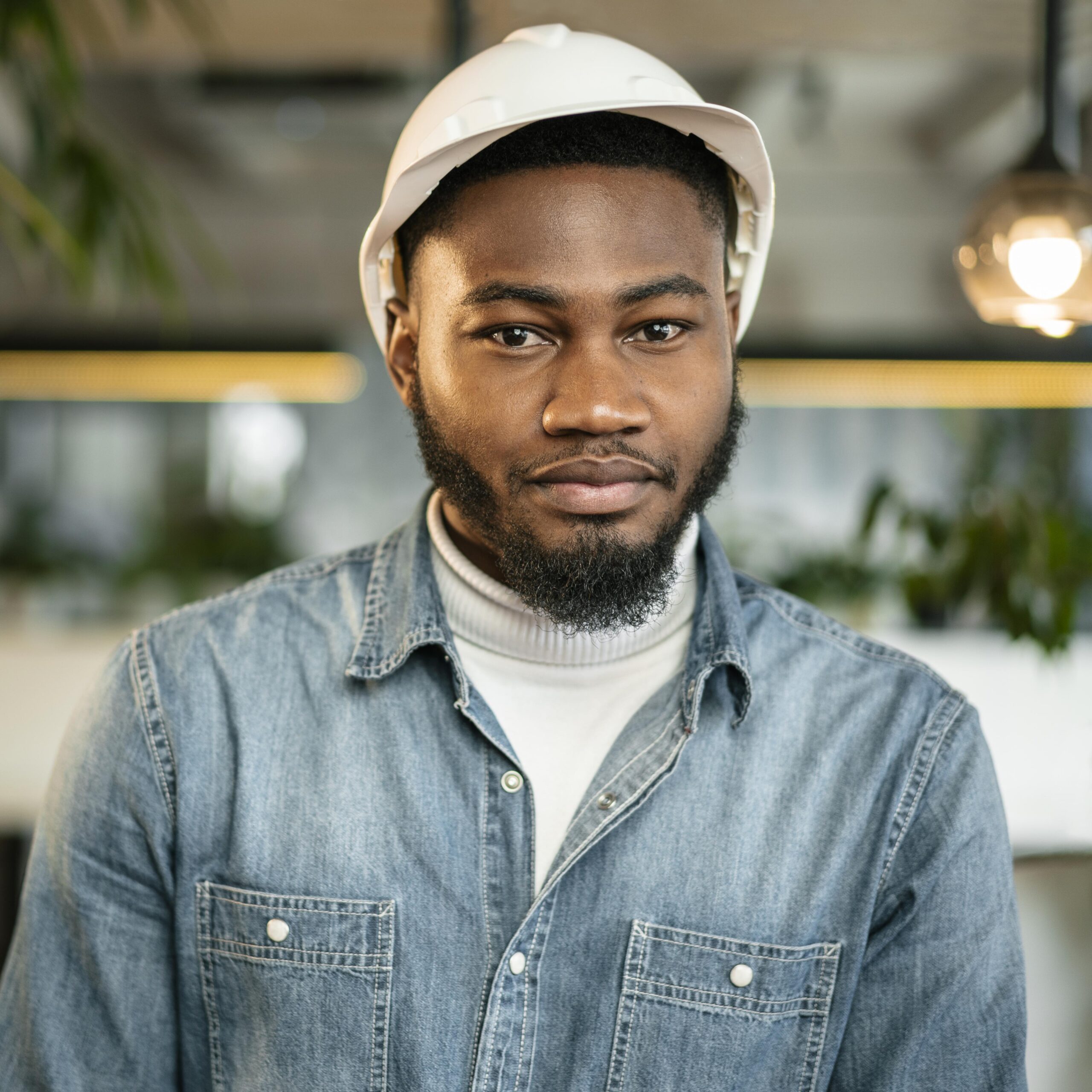 medium shot man posing with helmet